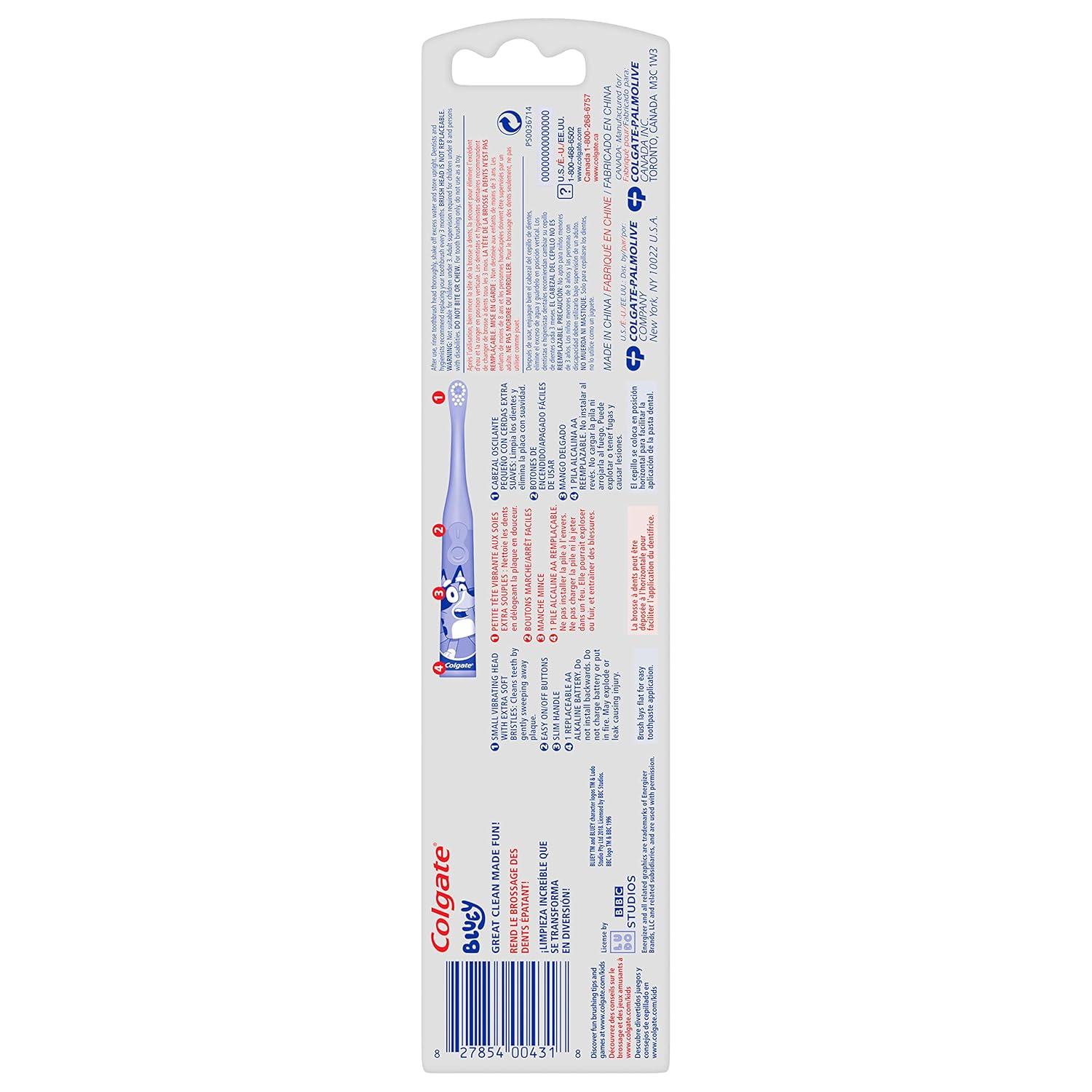 imageColgate Kids Powered Vibrating Toothbrush Bluey 1 Pack1 Count Pack of 2