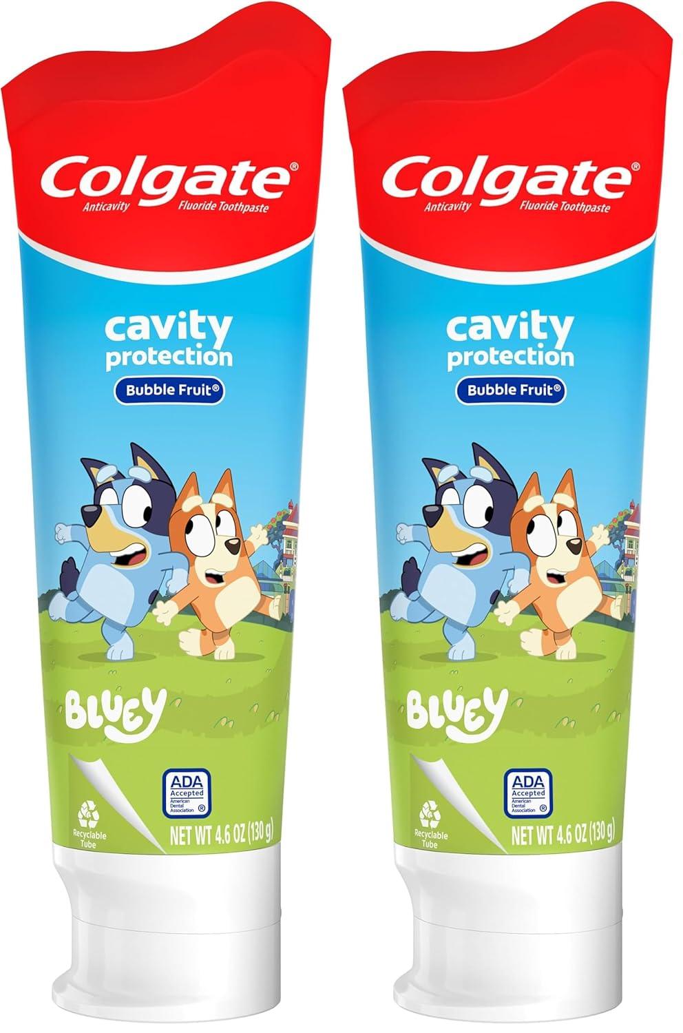 imageColgate Kids Toothpaste with Fluoride Anticavity amp Cavity Protection Toothpaste for Ages 2 Bluey Mild Bubble Fruit Flavor 46 OunceBubble Fruit
