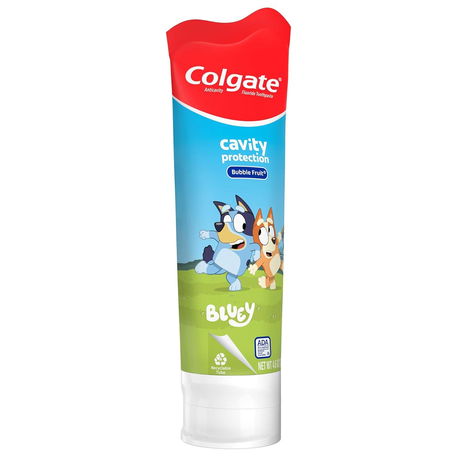 imageColgate Kids Toothpaste with Fluoride Anticavity amp Cavity Protection Toothpaste for Ages 2 Bluey Mild Bubble Fruit Flavor 46 OunceBubble Fruit