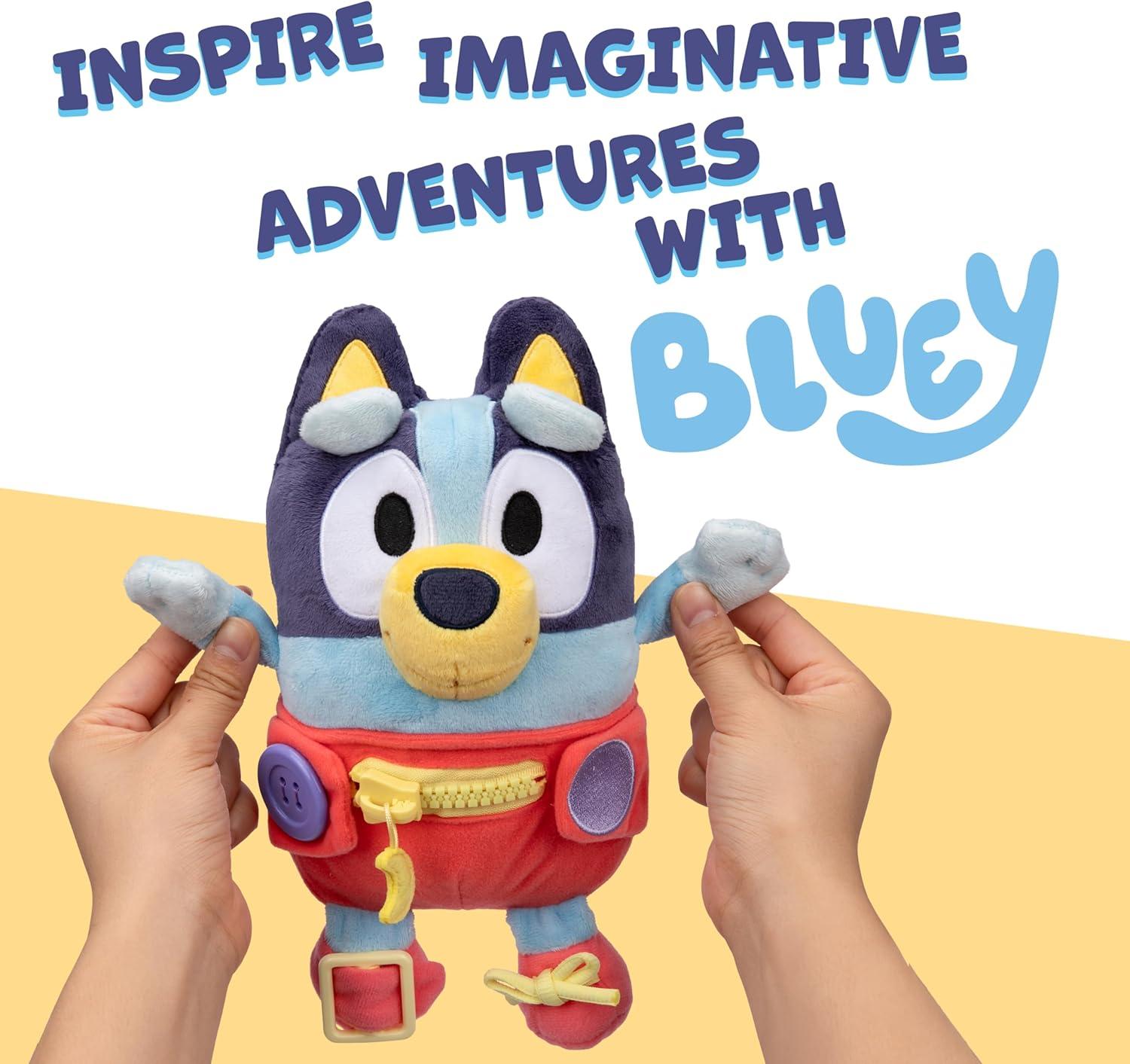 imageDress amp Play Baby Bingo Bluey Plush Button Zip Buckle and Tie Learn to Dress Dolls for Toddlers Ages 3 Fine Motor Skills Baby Zipper ToyDress Play Baby Bluey