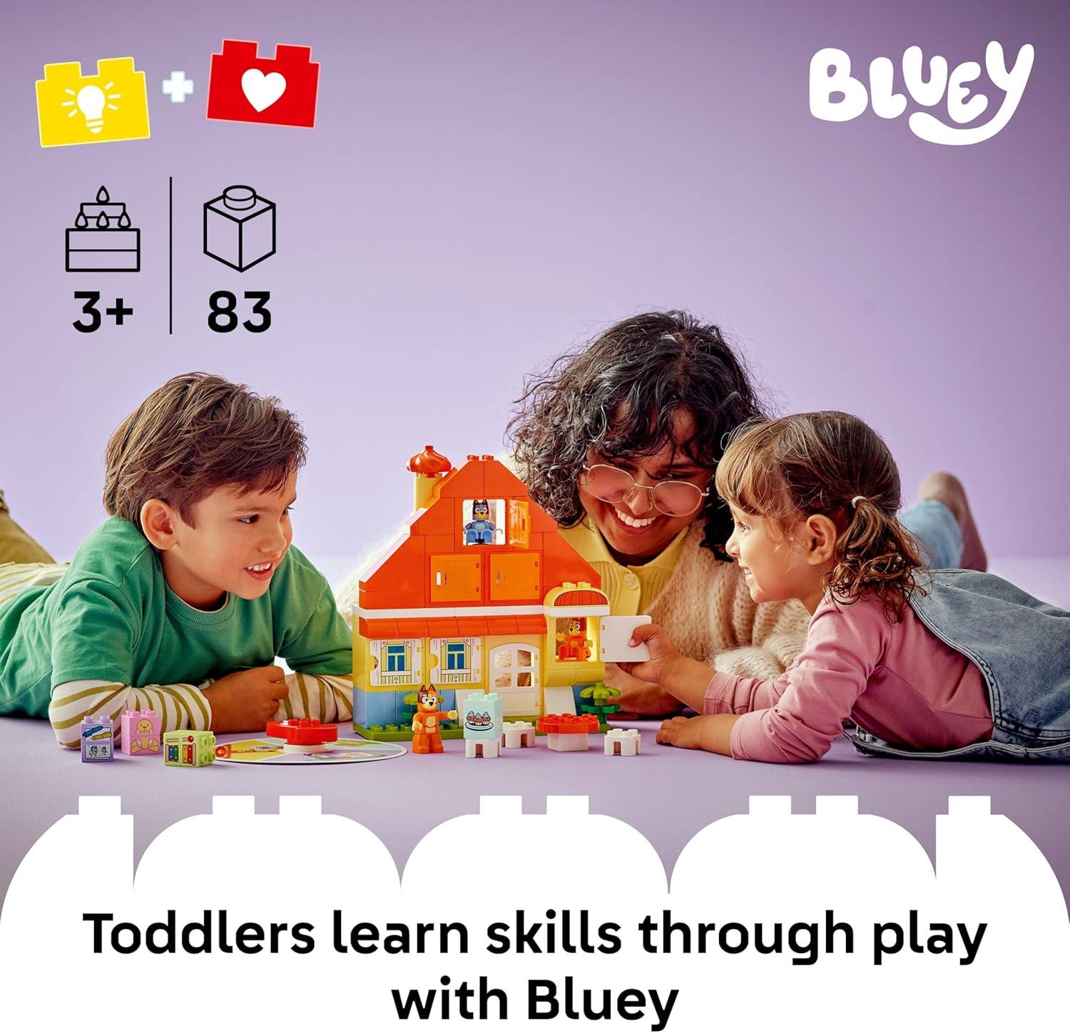 imageLEGO DUPLO Bluey Blueys Family House with Memory Game Toddler Toy for Kids Ages 3 Memory Game Playset Includes Bluey Figure Preschool Toy Gift Idea for 3 Year Old Girls and Boys 10459