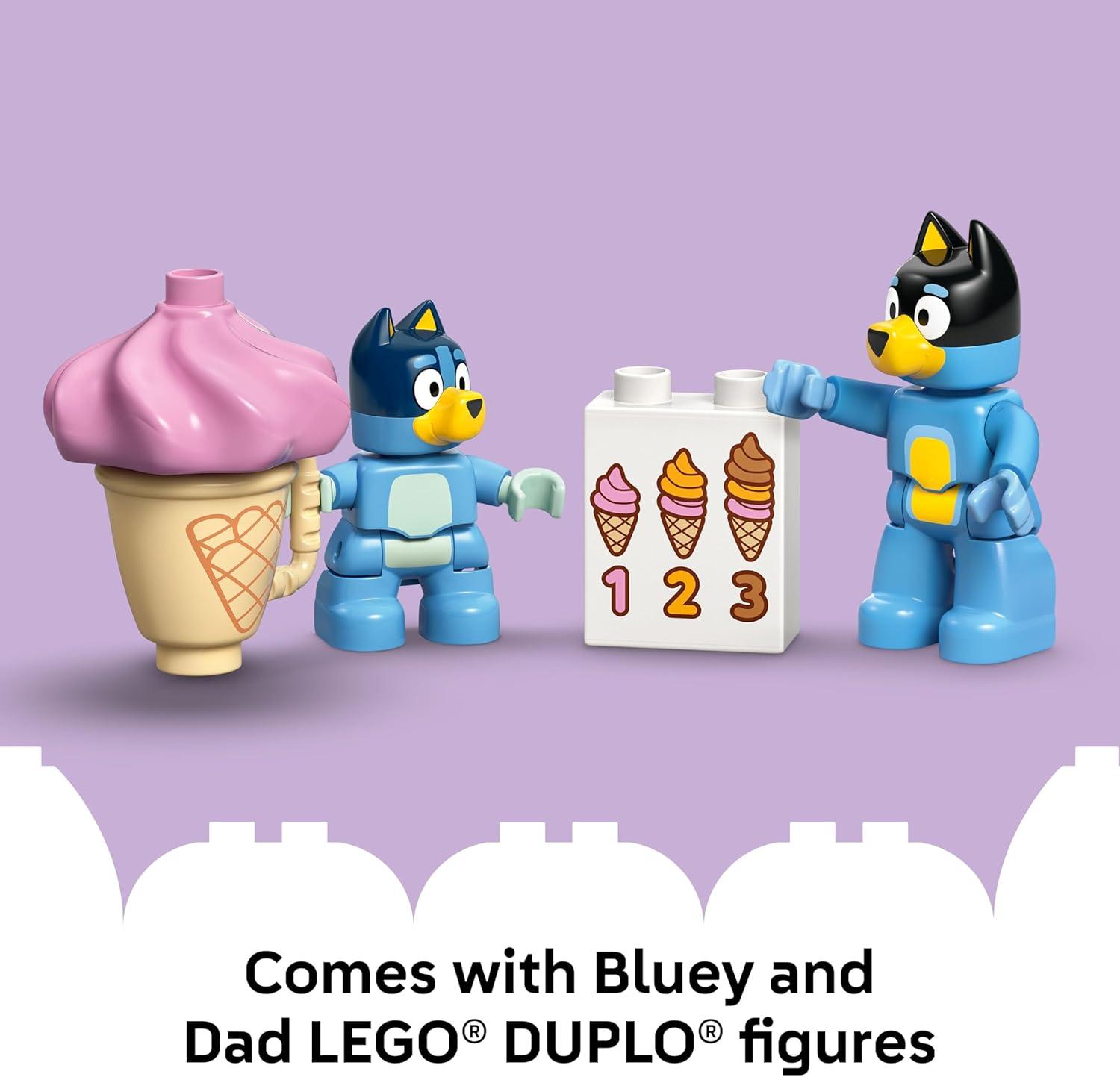 imageLEGO DUPLO Bluey Ice Cream Trip with Bluey Toddler Toy for Kids Boys and Girls Ages 2 Includes Figure and Ice Cream Stand Sensory Toy for Pretend Play Preschool Gift Idea 10458