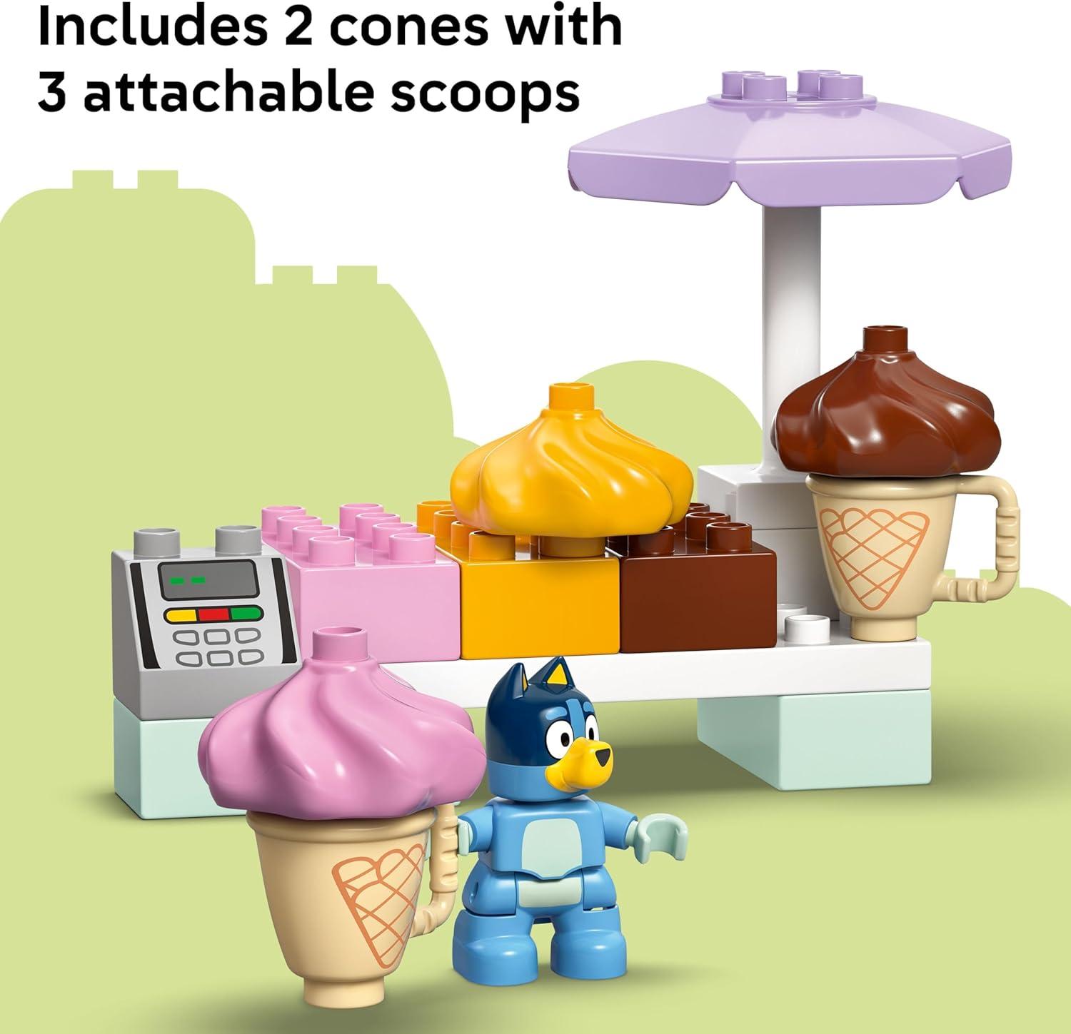 imageLEGO DUPLO Bluey Ice Cream Trip with Bluey Toddler Toy for Kids Boys and Girls Ages 2 Includes Figure and Ice Cream Stand Sensory Toy for Pretend Play Preschool Gift Idea 10458