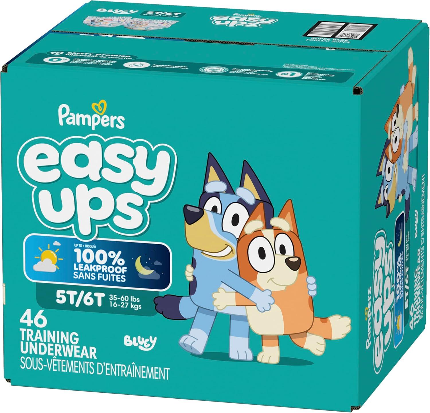 imagePampers Easy Ups Girls amp Boys Potty Training Pants Size 6T7T 40 Count Bluey Absorbent Training Underwear Up to 100 Leakproof Day and Night Hypoallergenic Packaging May Vary5T6T
