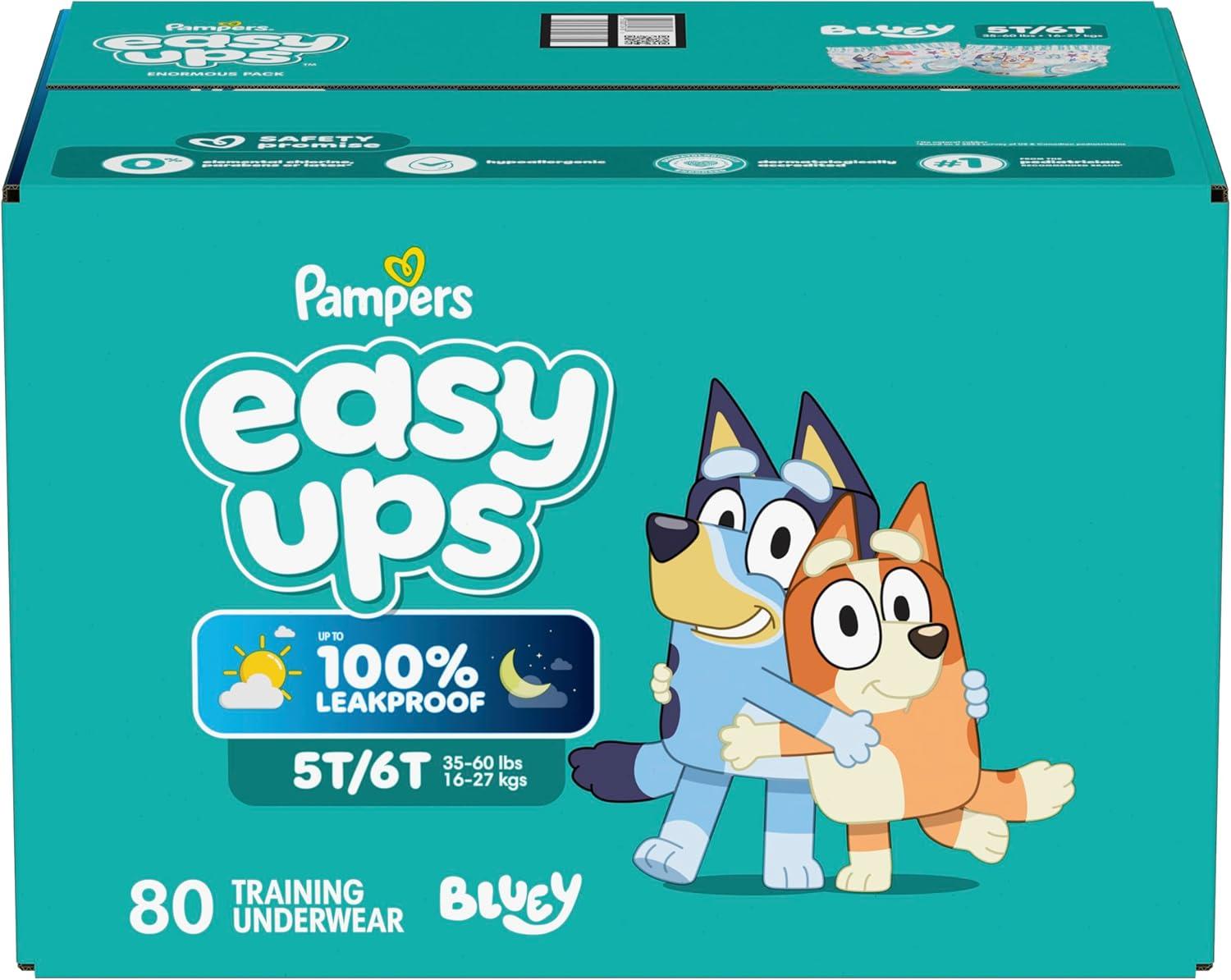 imagePampers Easy Ups Girls amp Boys Potty Training Pants Size 6T7T 40 Count Bluey Absorbent Training Underwear Up to 100 Leakproof Day and Night Hypoallergenic Packaging May Vary5T6T