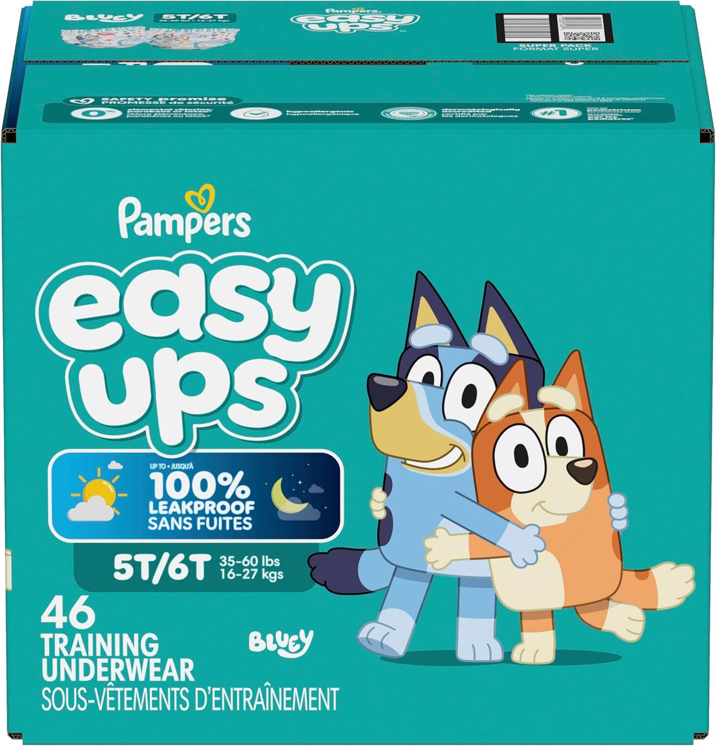 imagePampers Easy Ups Girls amp Boys Potty Training Pants Size 6T7T 40 Count Bluey Absorbent Training Underwear Up to 100 Leakproof Day and Night Hypoallergenic Packaging May Vary5T6T