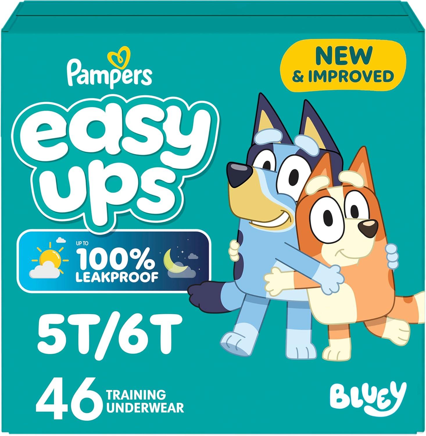 imagePampers Easy Ups Girls amp Boys Potty Training Pants Size 6T7T 40 Count Bluey Absorbent Training Underwear Up to 100 Leakproof Day and Night Hypoallergenic Packaging May Vary5T6T