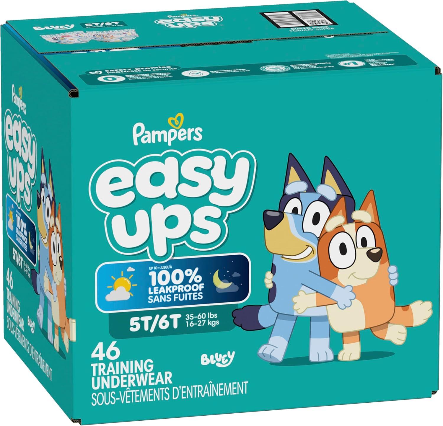 imagePampers Easy Ups Girls amp Boys Potty Training Pants Size 6T7T 40 Count Bluey Absorbent Training Underwear Up to 100 Leakproof Day and Night Hypoallergenic Packaging May Vary5T6T