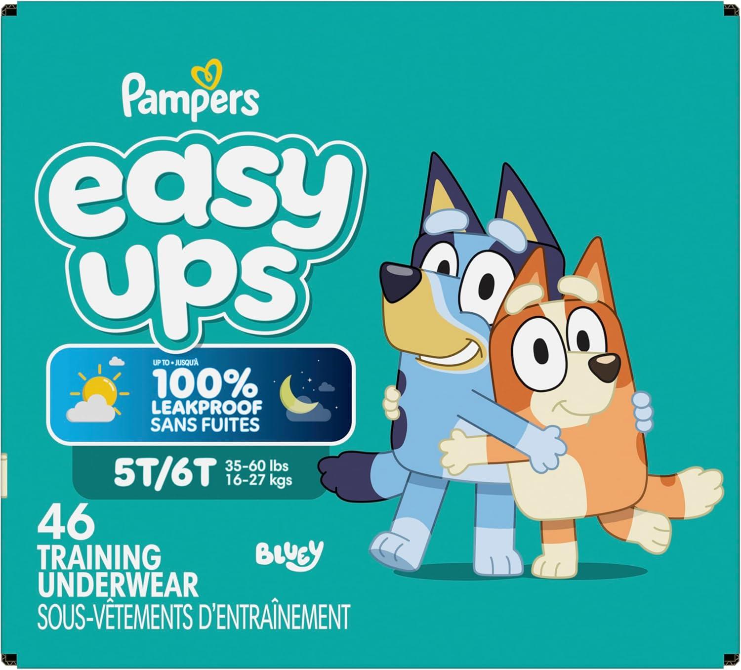 imagePampers Easy Ups Girls amp Boys Potty Training Pants Size 6T7T 40 Count Bluey Absorbent Training Underwear Up to 100 Leakproof Day and Night Hypoallergenic Packaging May Vary5T6T