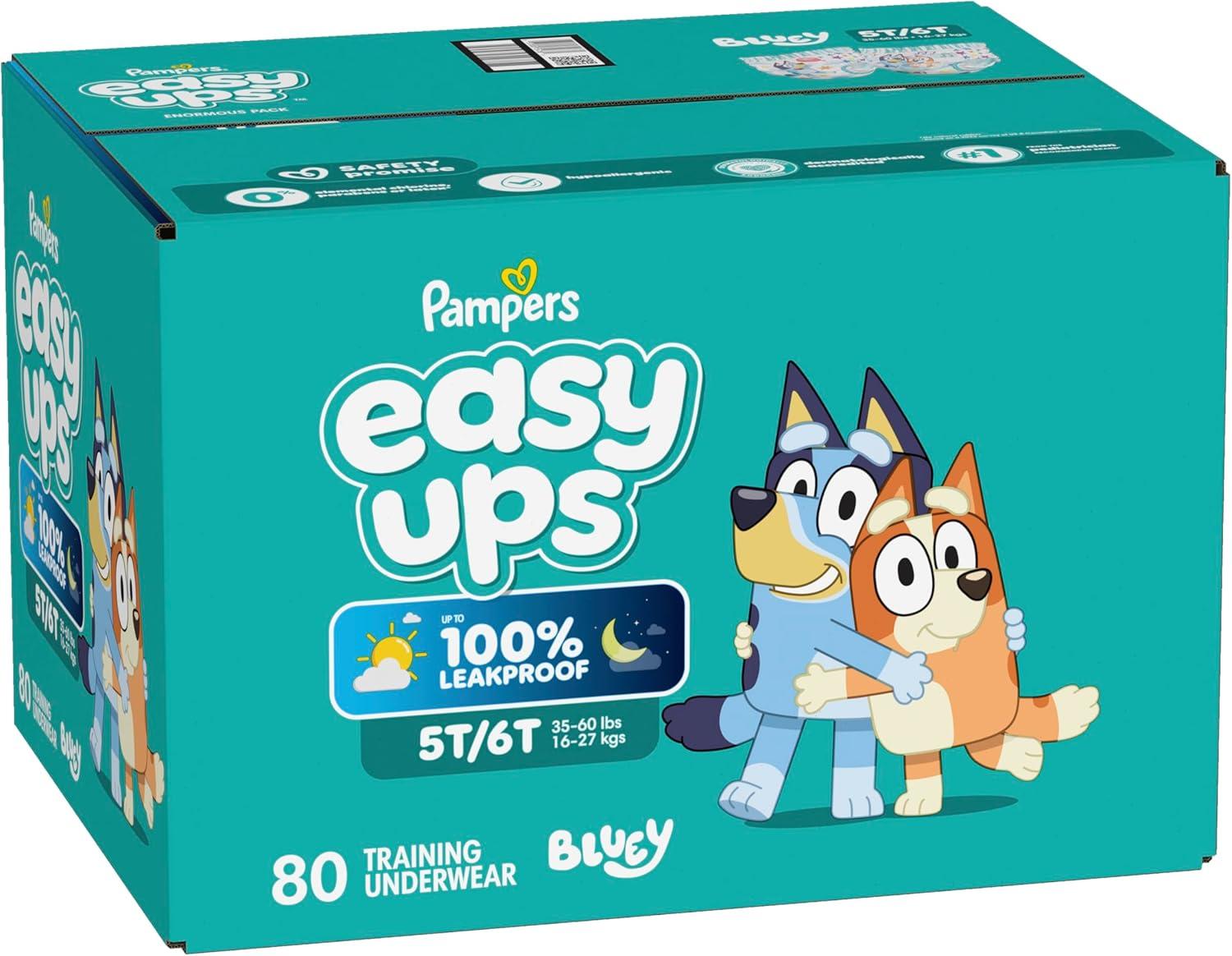 imagePampers Easy Ups Girls amp Boys Potty Training Pants Size 6T7T 40 Count Bluey Absorbent Training Underwear Up to 100 Leakproof Day and Night Hypoallergenic Packaging May Vary5T6T