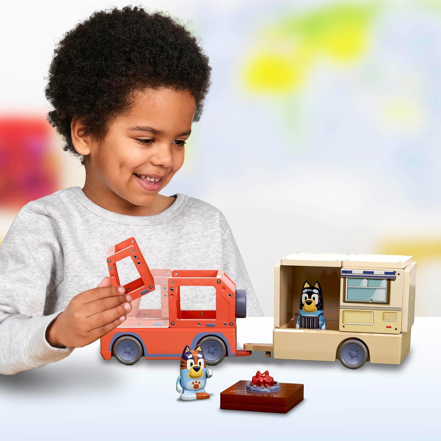 imageTile Town Bluey Heeler Family Home 52Piece Magnetic Tile Playset Interactive STEM Magnetic Tiles Toys Includes Bluey amp Bingo Figures Action TilesCamper Set