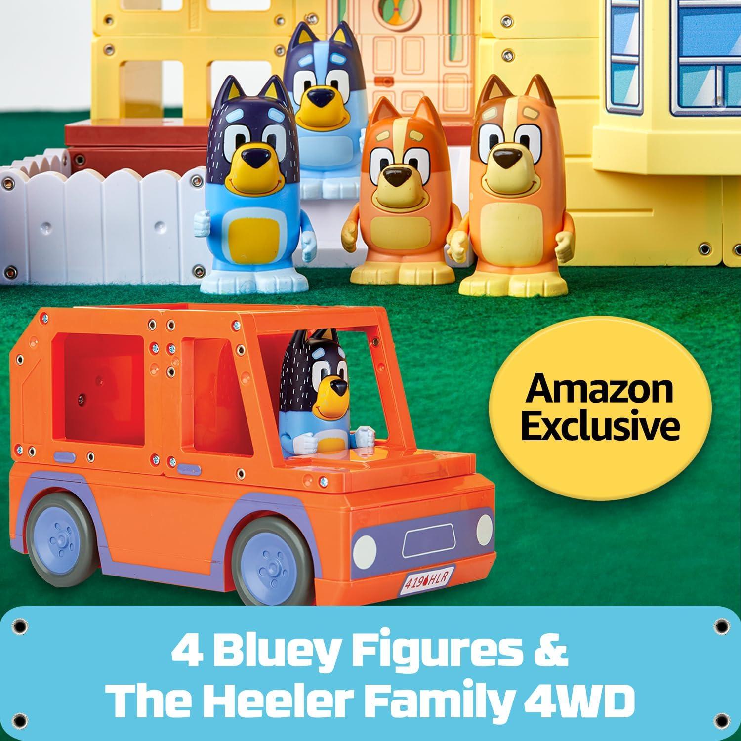 imageTile Town Bluey Heeler Family Home 52Piece Magnetic Tile Playset Interactive STEM Magnetic Tiles Toys Includes Bluey amp Bingo Figures Action TilesHeeler Home with Vehicle