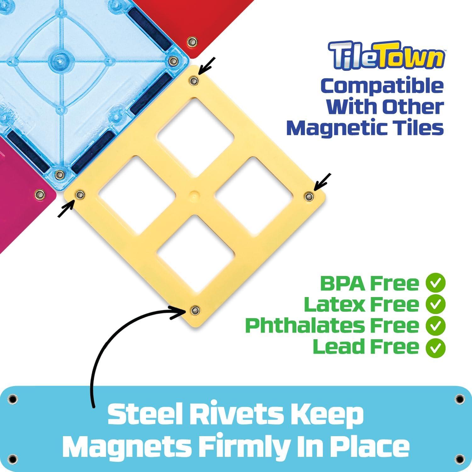 imageTile Town Bluey Heeler Family Home 52Piece Magnetic Tile Playset Interactive STEM Magnetic Tiles Toys Includes Bluey amp Bingo Figures Action TilesHeeler Home with Vehicle