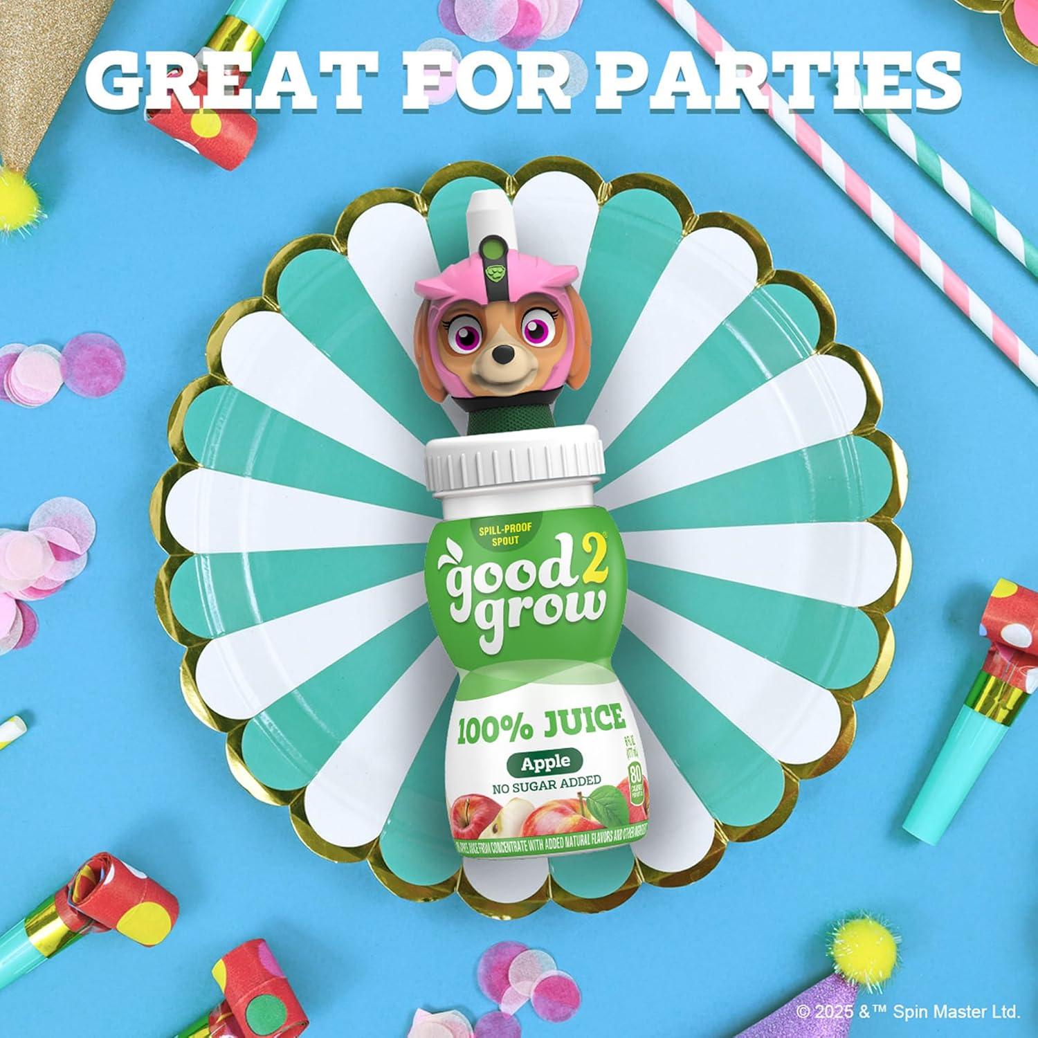 imagegood2grow Apple Juice 100 Juice Drinks for Kids Fruit Juice No Sugar Added 6 Fl Oz Juice Bottles with SpillProof Bluey Character Tops 3 PackPaw Patrol