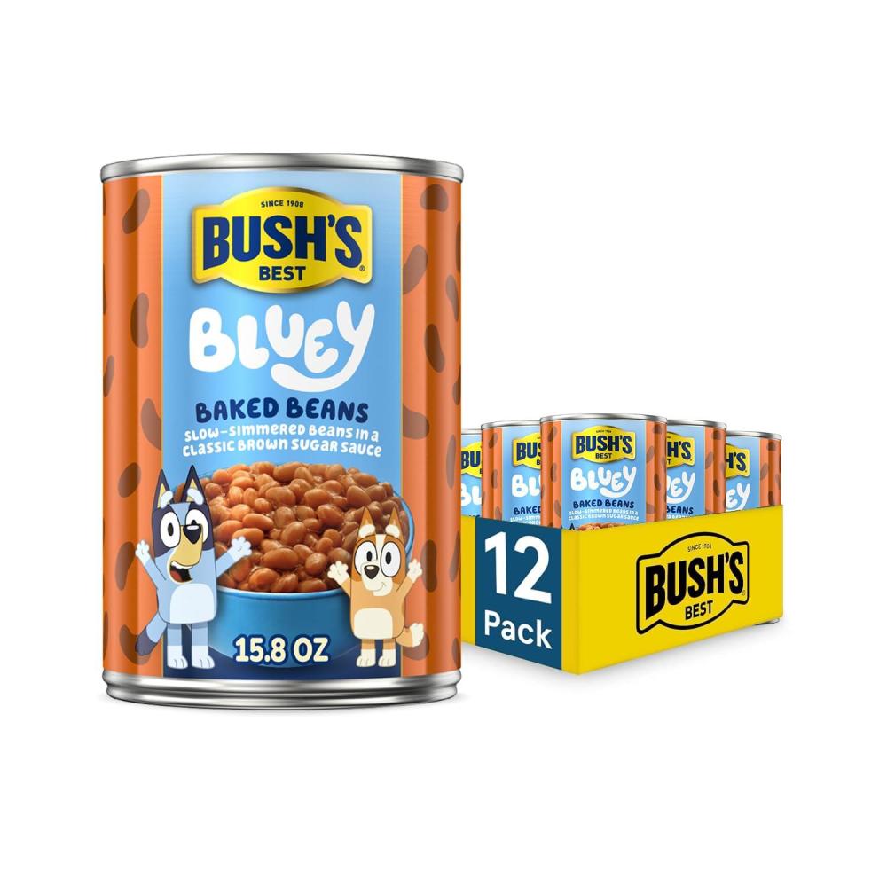 imageBUSHS BEST 158 oz Canned Bluey Original Baked Beans Source of Plant Based Protein and Fiber Low Fat Gluten Free Bluey Pack of 12Bluey