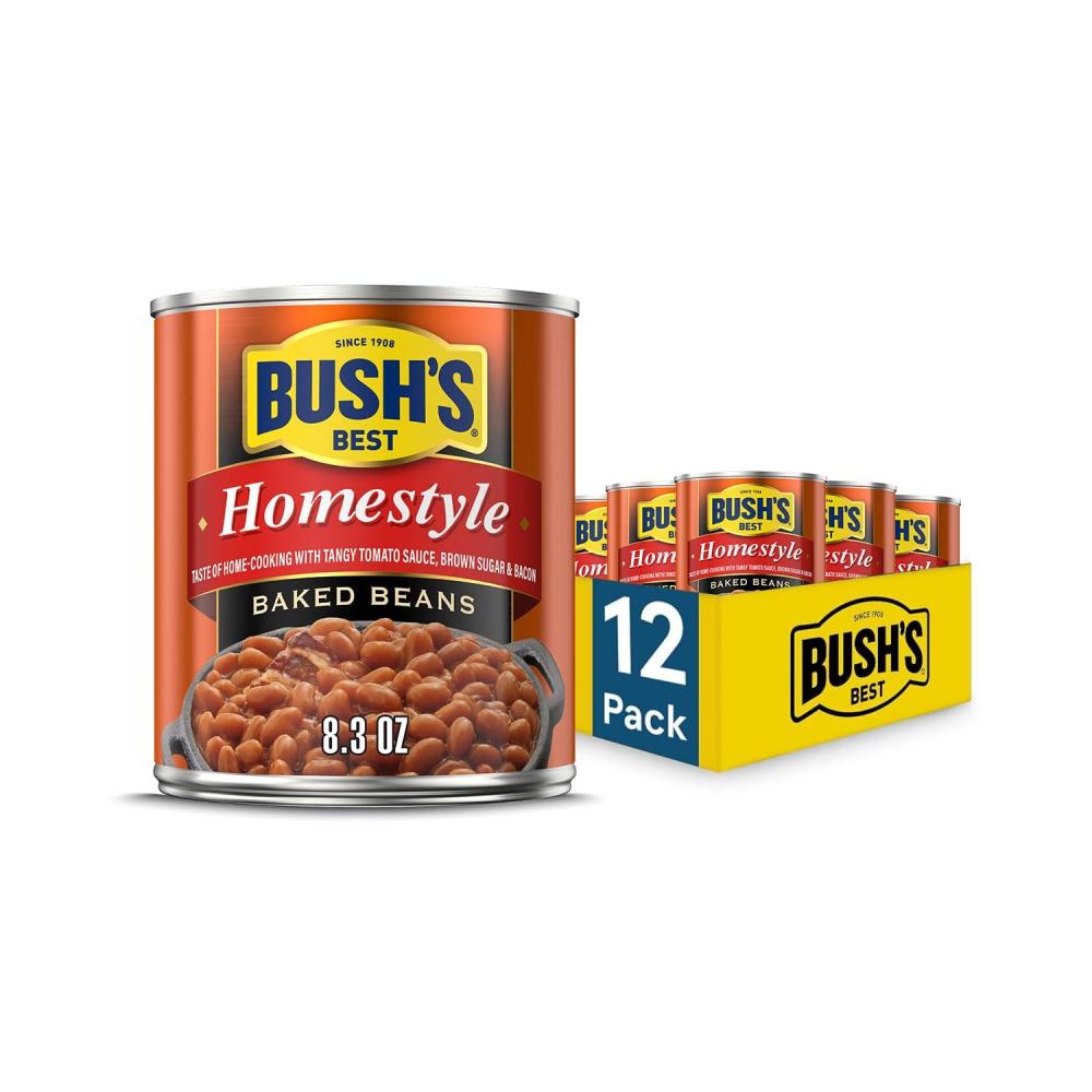 imageBUSHS BEST 158 oz Canned Bluey Original Baked Beans Source of Plant Based Protein and Fiber Low Fat Gluten Free Bluey Pack of 12Homestyle