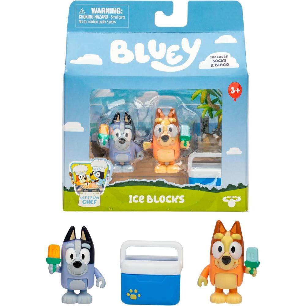 imageBluey Baby Race Toy Figurines Pack of 2 Articulated Character Toys with Chilli and Baby in Cradle Accessory Small Action Figures Ages 3Ice Block