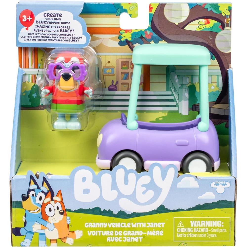 imageBluey Basic Pizza Girls and Muffin Toy Vehicle Interactive Robust Toddler Toy Car with Muffin Figurine Toddler Cars for Ages 3Granny Car Janet