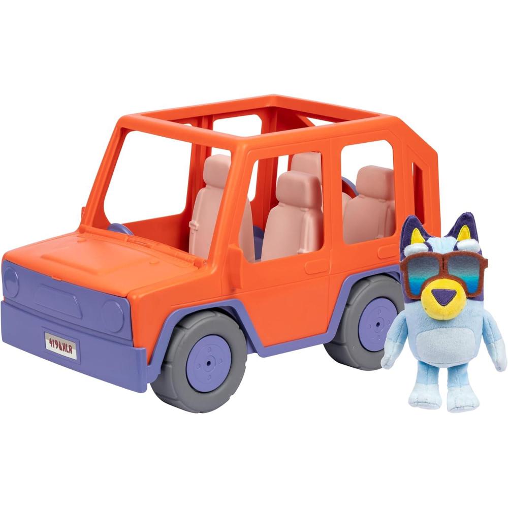 imageBluey Big Heeler 4WD and Family Toddler Toy Car Bingo and Chilli Plush Buddies Opening Hood Storage Bluey Car Toys for Kids 3 Amazon ExclusiveBluey Big Heeler