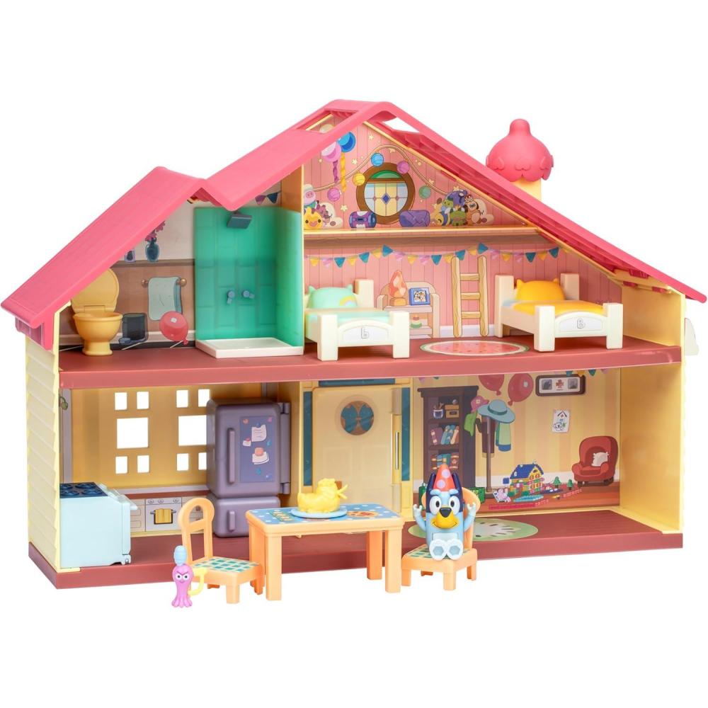 imageBluey Celebration Home Playset Portable Birthday Party Toy House with 11 Removable Accessories and 25 Figure House Toys for Kids of Ages 33  Celebration Home