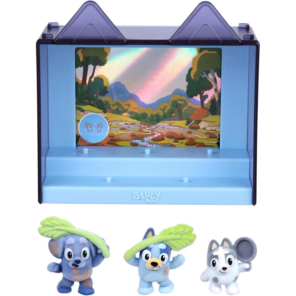 imageBluey Fuzzies Episode Pack Baby Race with 3 Specially Flocked Collectible MiniFigures Incl 1 Exclusive Display Case Foil Trading Card and Collectors Guide 50 MiniFigures to CollectCamping