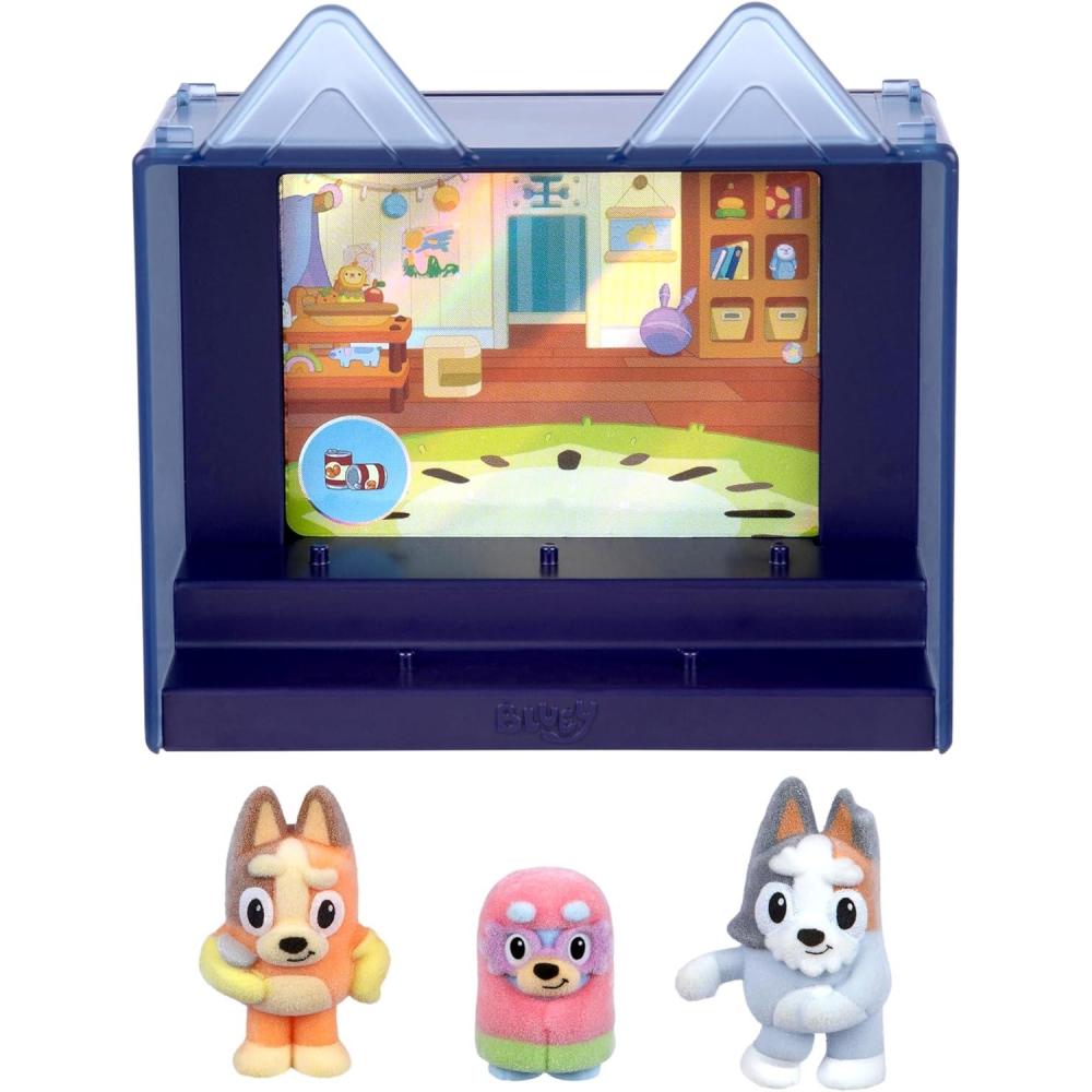 imageBluey Fuzzies Episode Pack Baby Race with 3 Specially Flocked Collectible MiniFigures Incl 1 Exclusive Display Case Foil Trading Card and Collectors Guide 50 MiniFigures to CollectGrannies