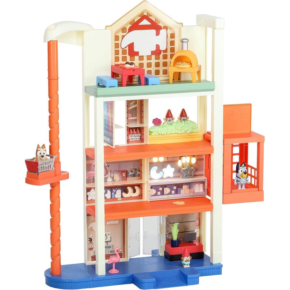 imageBluey Hammerbarn Shopping Playset 4 Level 22 Tall Playset with Working Lift and Trolley Return Including Lights and 45 Sounds