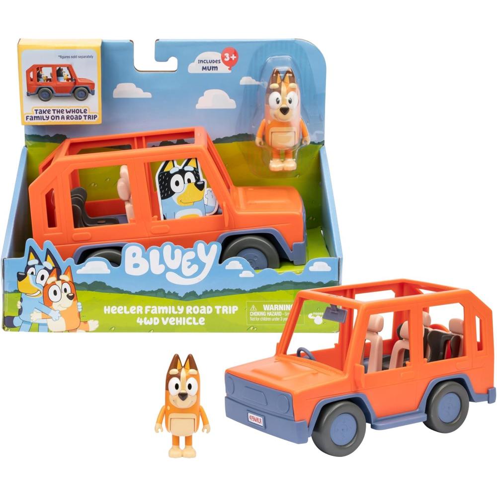 imageBluey Heeler 4WD Family Toddler Toy Car with 4 Figures Surfboards and Sticker Sheet Pretend Play Bluey Toys for Kids Ages 3 Amazon ExclusiveChilli Car