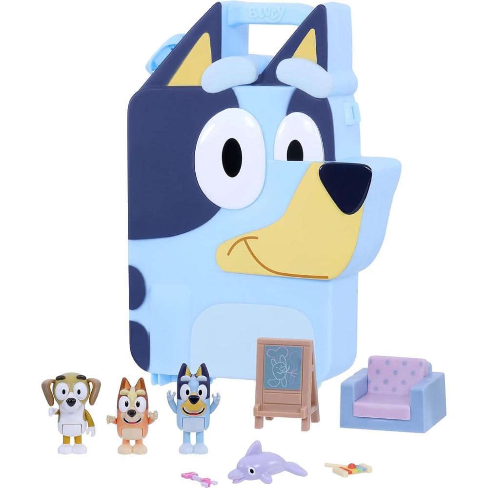 imageBluey Juice Bar Toy Playset Figures Pretend Play Toys for Toddlers 35 Kids Kitchen Playset with Accessories No Batteries RequiredCollector Case and Figures