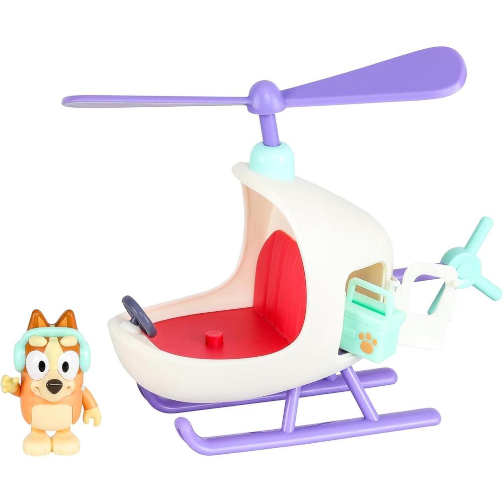 imageBluey Vehicle amp Figures Ice Cream Cart Toy Playset Portable Ice Cream Push Cart with 25 Articulated Bingo Figure Play Food Truck for Kids Ages 3Bingos Helicopter