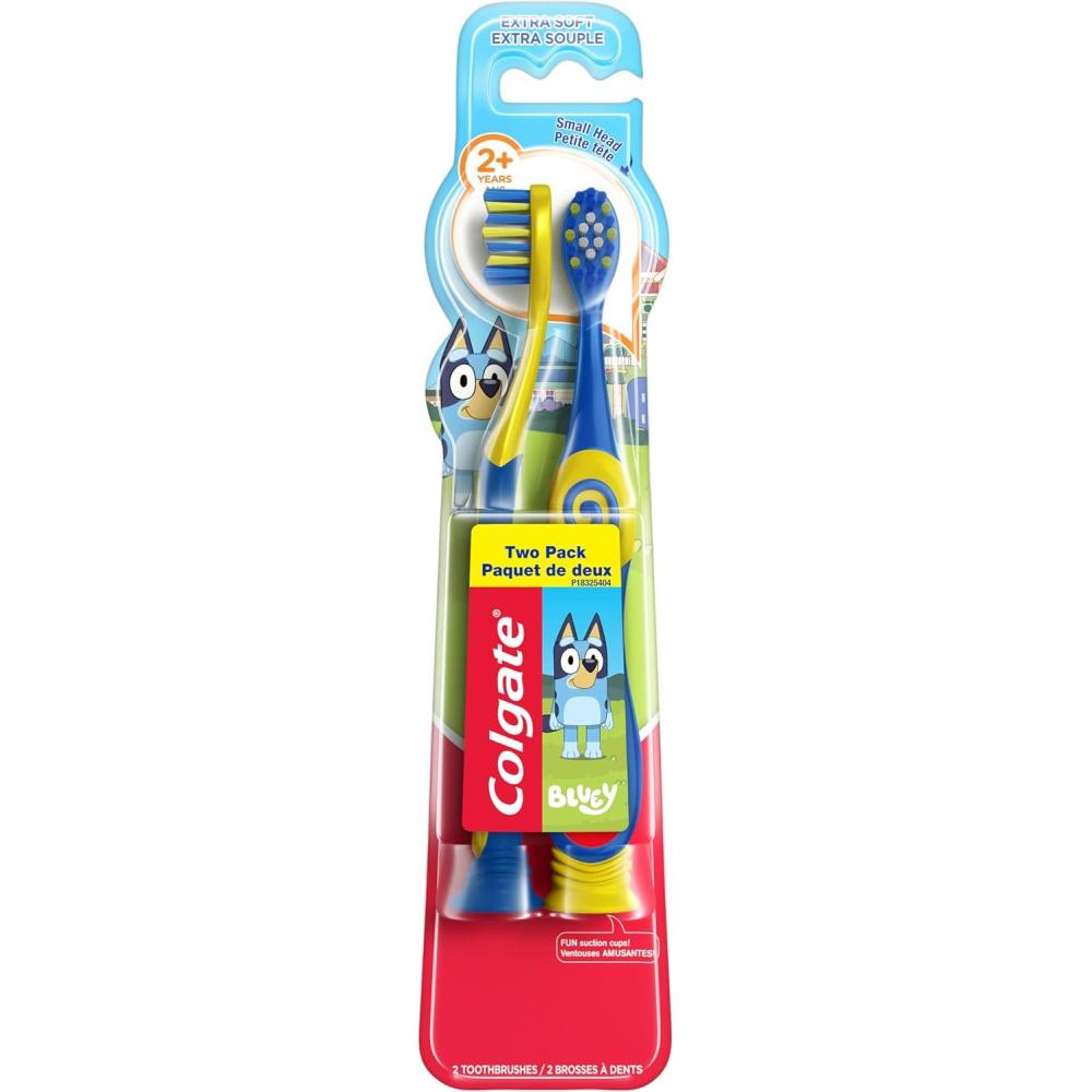 imageColgate Bluey Extra Soft Toothbrush for Kids Kids Toothbrush Pack with Built in Suction Cup Toothbrush Holder Designed for Children Ages 2 and Up Extra Soft Bristles 2 Pack2 Count