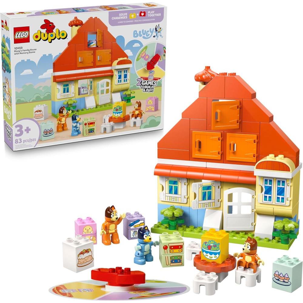 imageLEGO DUPLO Bluey Blueys Family House with Memory Game Toddler Toy for Kids Ages 3 Memory Game Playset Includes Bluey Figure Preschool Toy Gift Idea for 3 Year Old Girls and Boys 10459