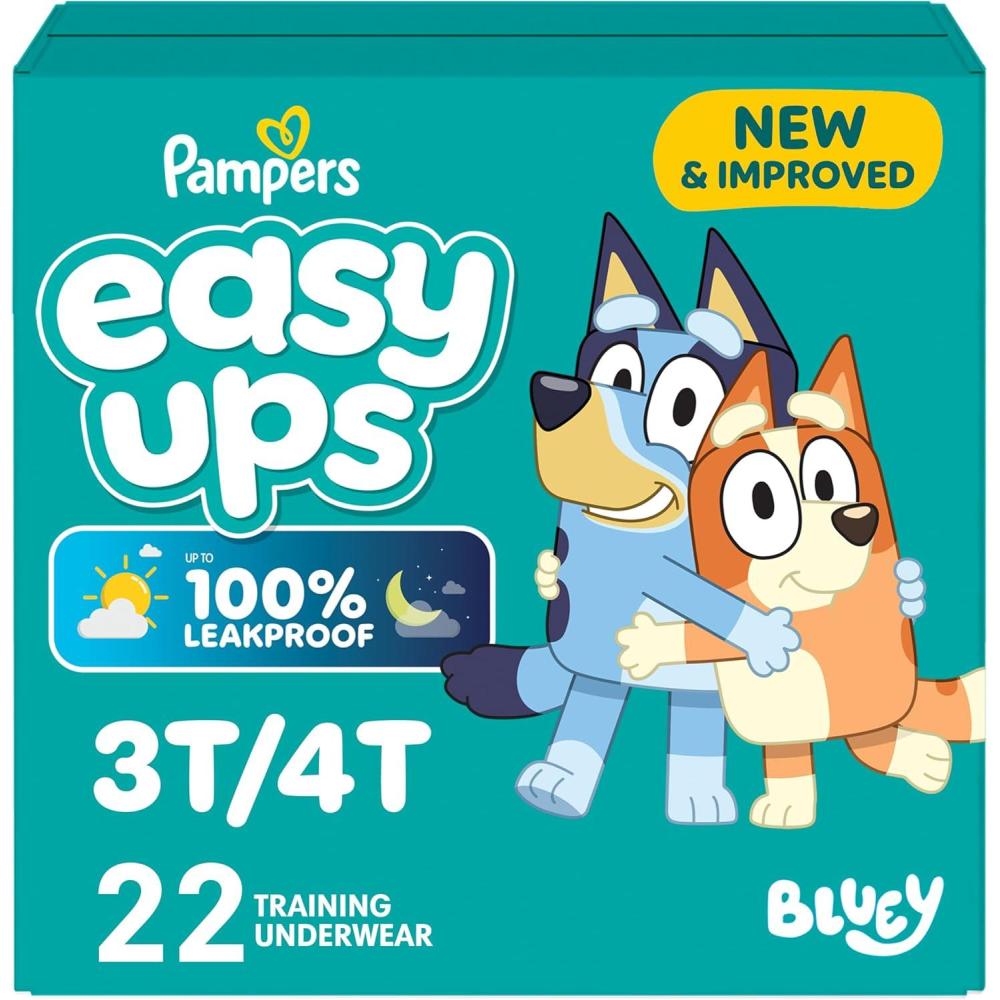 imagePampers Easy Ups Girls amp Boys Potty Training Pants Size 6T7T 40 Count Bluey Absorbent Training Underwear Up to 100 Leakproof Day and Night Hypoallergenic Packaging May Vary3T4T