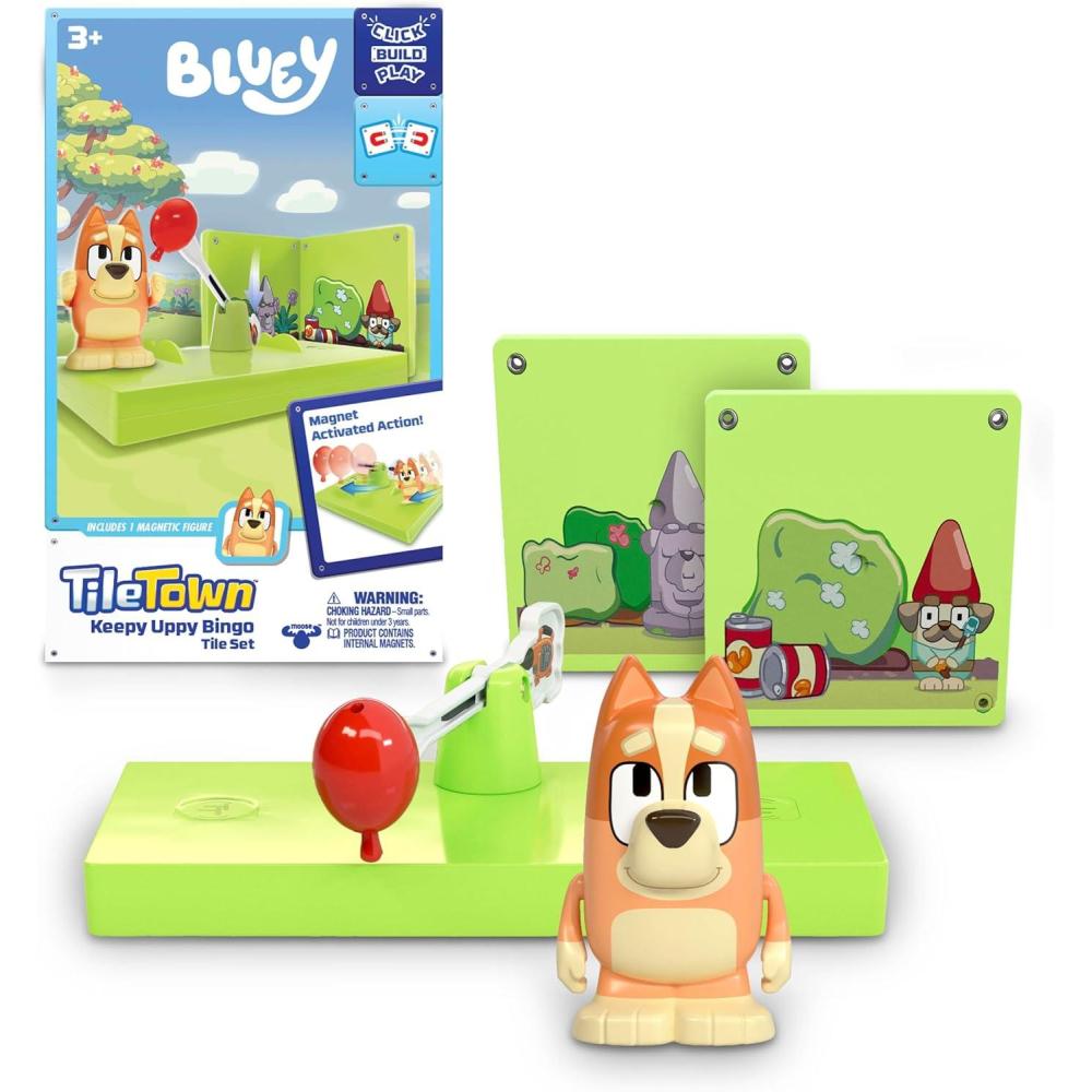 imageTile Town Bluey Heeler Family Home 52Piece Magnetic Tile Playset Interactive STEM Magnetic Tiles Toys Includes Bluey amp Bingo Figures Action TilesBingo Booster