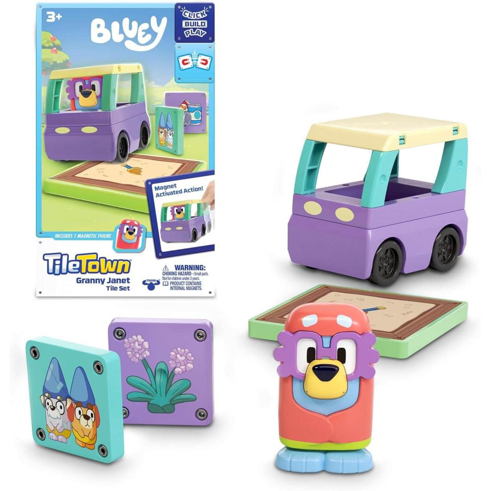 imageTile Town Bluey Heeler Family Home 52Piece Magnetic Tile Playset Interactive STEM Magnetic Tiles Toys Includes Bluey amp Bingo Figures Action TilesGranny Booster