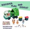 Bluey Dump Truck Toy Playset, Sturdy Working Toy Dump Truck with 2 Articulated Figures and 3 Huge Boulders, Construction Toys for Kids of Ages 3+(Garbage Truck)