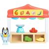 Bluey Farmers Market Playset, Toy Store Playset with Articulated Figurine, Toy Scale, Dollar Bucks, and Food Items, Shopping Toys for Kids Ages 3+