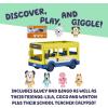 Bluey Figurine (2.5”) & Escape Convertible Vehicle Playset, Robust Toddler Toy Car with 4 Accessories and Stickers, Immersive Toys for Kids Ages 3+(Bus and Friends)