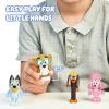 Bluey Pass The Parcel Figurine Toys Pack of 4, Character Toys with Bingo, Lucky’s Dad, and Lila Figures, Small Action Figures for Kids Ages 3+(Friends Pack)