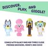 Bluey Pass The Parcel Figurine Toys Pack of 4, Character Toys with Bingo, Lucky’s Dad, and Lila Figures, Small Action Figures for Kids Ages 3+(Friends Pack)