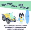 Bluey Vehicle & Figures Ice Cream Cart Toy Playset, Portable Ice Cream Push Cart with 2.5” Articulated Bingo Figure, Play Food Truck for Kids Ages 3+(Beach Quad with Bandit)