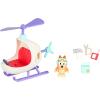 Bluey Vehicle & Figures Ice Cream Cart Toy Playset, Portable Ice Cream Push Cart with 2.5” Articulated Bingo Figure, Play Food Truck for Kids Ages 3+(Bingo’s Helicopter)