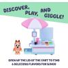 Bluey Vehicle & Figures Ice Cream Cart Toy Playset, Portable Ice Cream Push Cart with 2.5” Articulated Bingo Figure, Play Food Truck for Kids Ages 3+(Bingo & Ice Cream Cart)