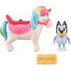 Bluey Vehicle & Figures Ice Cream Cart Toy Playset, Portable Ice Cream Push Cart with 2.5” Articulated Bingo Figure, Play Food Truck for Kids Ages 3+(Bluey’s Unipony Ride)