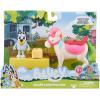 Bluey Vehicle & Figures Ice Cream Cart Toy Playset, Portable Ice Cream Push Cart with 2.5” Articulated Bingo Figure, Play Food Truck for Kids Ages 3+(Bluey’s Unipony Ride)
