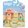 Bluey Action Heroes Toy Figures Set of 2, Articulated Character Toys with Karate and Jet Pack Figurines, Small Action Figures for Kids Ages 3+(Beach Day)