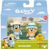 Bluey Baby Race Toy Figurines Pack of 2, Articulated Character Toys with Chilli, and Baby in Cradle Accessory, Small Action Figures Ages 3+(On Holiday)