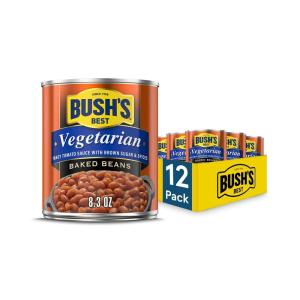 BUSH’S BEST 15.8 oz Canned Bluey Original Baked Beans, Source of Plant Based Protein and Fiber, Low Fat, Gluten Free, (Bluey), (Pack of 12)(Vegetarian)