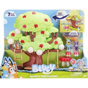 Bluey 2-Sided Treehouse Playset, 11”, Action-Packed Tree Toys Set with 4 Accessories and 2.5” Articulated Figure, Animal Toys for Kids Ages 3+(Bluey & Tree Playset)