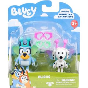 Bluey Action Heroes Toy Figures Set of 2, Articulated Character Toys with Karate and Jet Pack Figurines, Small Action Figures for Kids Ages 3+(Aliens)